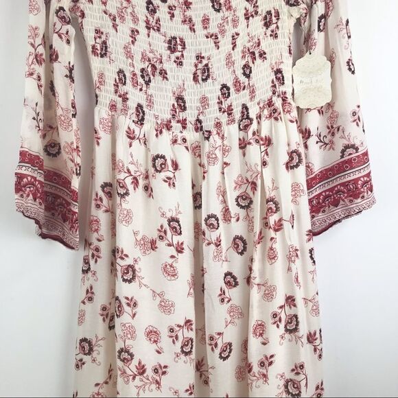 NEW Altar’d State Cream/ Red Floral Off Shoulder Dress - Picture 4 of 16
